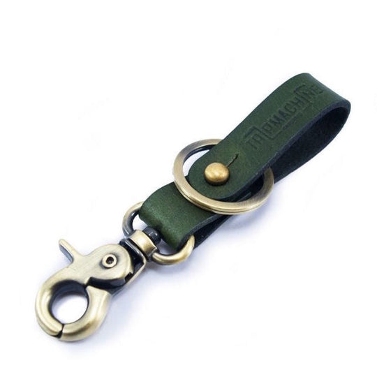 Trip Machine Key Fob Army Green with Antique Gold