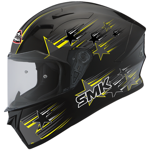 SMK Stellar Rain Star Matt Black Fluorescent Yellow (MA264), Full Face Helmets, SMK, Moto Central