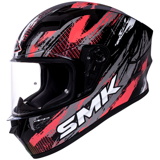 SMK Stellar Meteorite Gloss Black Grey Red (GL236) Helmet, Full Face Helmets, SMK, Moto Central