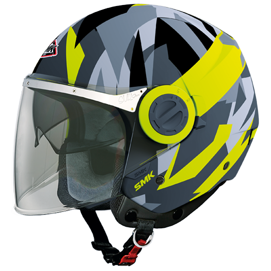 SMK Swing Ace Grey Fluorescent Yellow Matt (MA264), Open Face Helmets, SMK, Moto Central