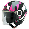 SMK Swing Ace Black Grey Fluorescent Pink Matt (MA269), Open Face Helmets, SMK, Moto Central