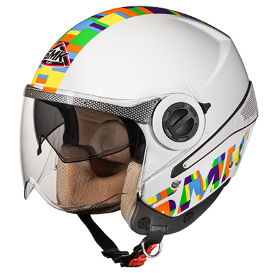 SMK Sirius Art White Gloss (GL149), Open Face Helmets, SMK, Moto Central
