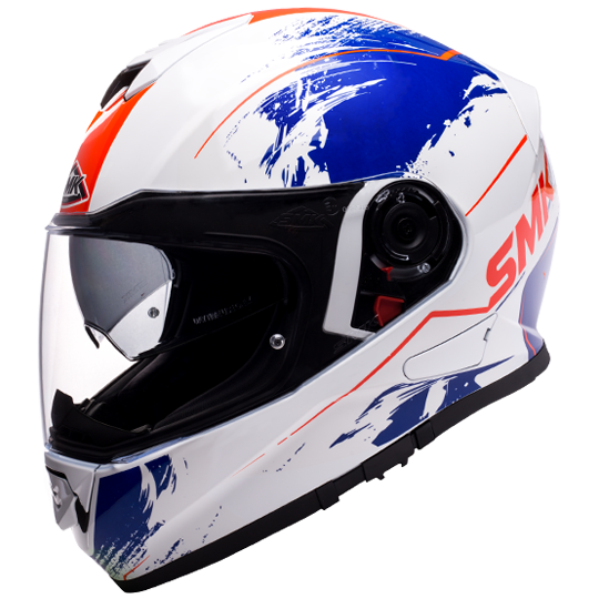 SMK Twister Wraith Gloss White Blue Red (GL153), Full Face Helmets, SMK, Moto Central