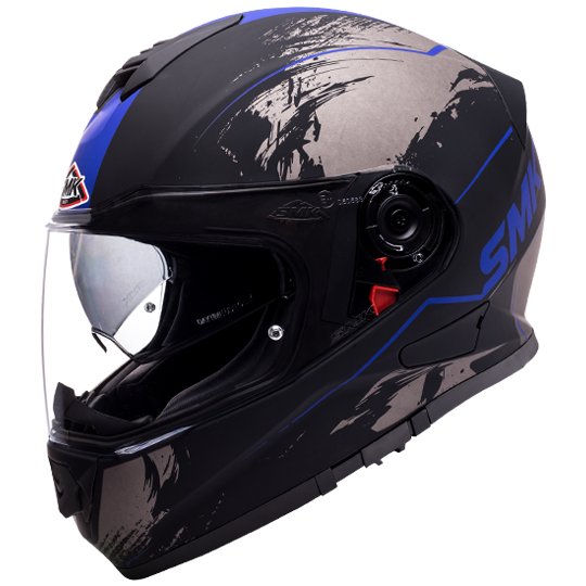 SMK Twister Wraith Matt Black Grey Blue (MA265), Full Face Helmets, SMK, Moto Central