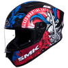 SMK Stellar Samurai Matt Black Grey Red Blue (MA253) Helmet, Full Face Helmets, SMK, Moto Central