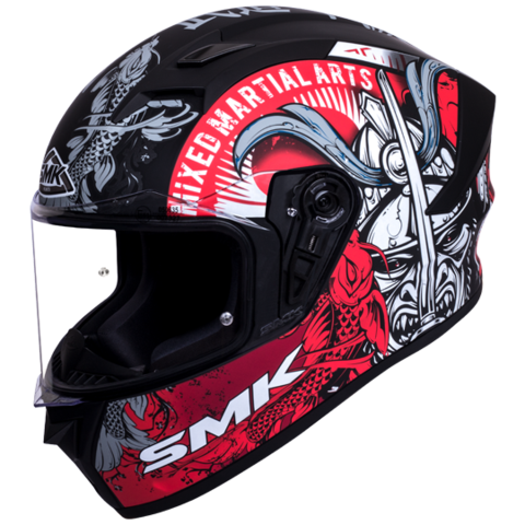 SMK Stellar Samurai Gloss Black Grey Red (GL263) Helmet