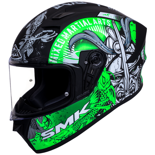SMK Stellar Samurai Matt Black Grey Green (MA268) Helmet