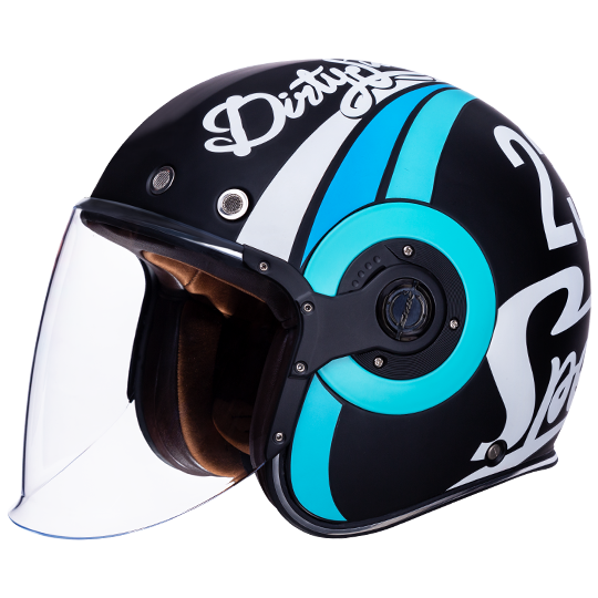 SMK Retro Jet Speed TT Black White Blue Matt (MA215) Helmet