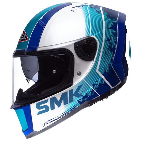 SMK Force Koster Gloss White Blue (GL158), Full Face Helmets, SMK, Moto Central