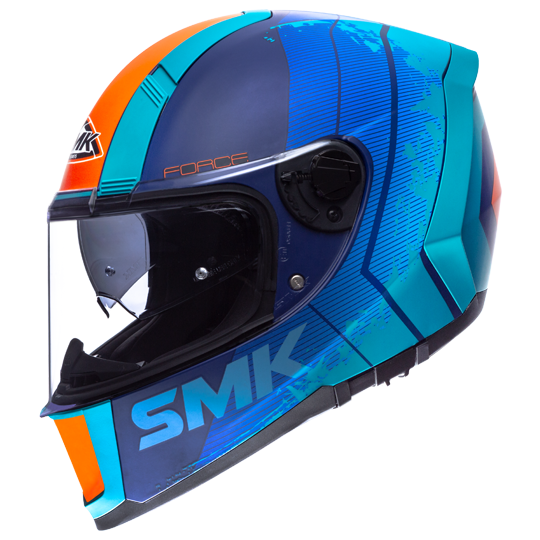 SMK Force Koster Matt Blue Orange (MA487), Full Face Helmets, SMK, Moto Central
