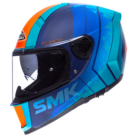 SMK Force Koster Matt Blue Orange (MA487), Full Face Helmets, SMK, Moto Central