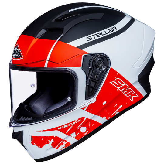 SMK Stellar Squad White Black Red Matt (MA132) Helmet, Full Face Helmets, SMK, Moto Central