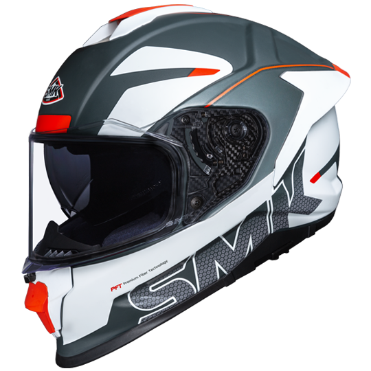 SMK Titan Firefly Matt White Grey Red (MA613) Helmet