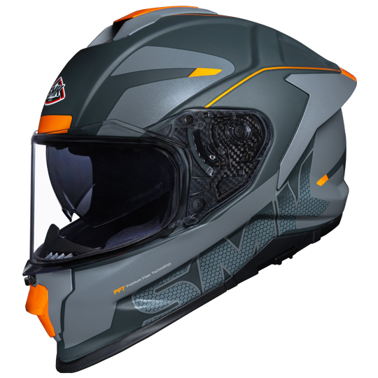 SMK Titan Firefly Matt Grey Orange (MA667) Helmet