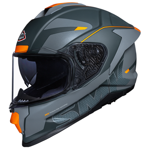 SMK Titan Firefly Matt Grey Orange (MA667) Helmet
