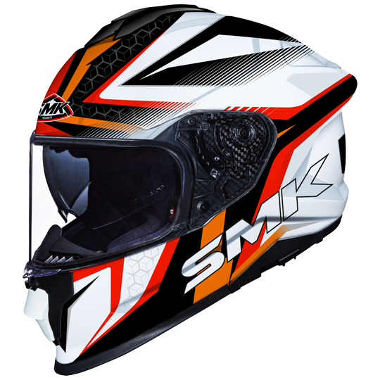 SMK Titan Slick Gloss White Red (GL123) Helmet