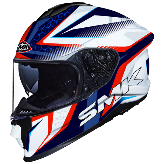SMK Titan Slick Gloss White Blue Red (GL153) Helmet