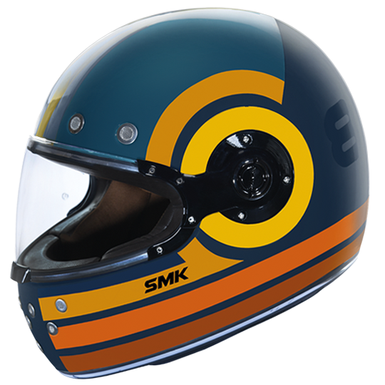 SMK Retro Ranko Blue Orange Yellow Gloss (GL574) Helmet