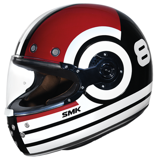 SMK Retro Ranko Black Off White Red Gloss (GL213) Helmet