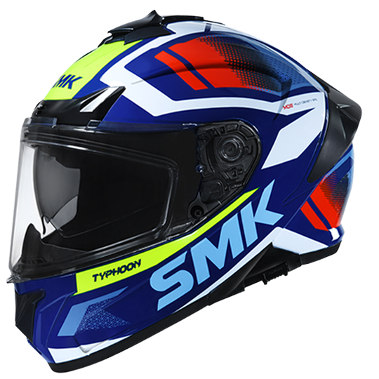 SMK Typhoon Thorn Blue Yellow Red Gloss (GL543) Helmet