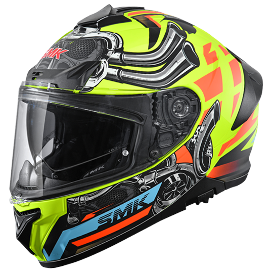 SMK Typhoon Motorhead Yellow Orange Black Gloss (GL476) Helmet