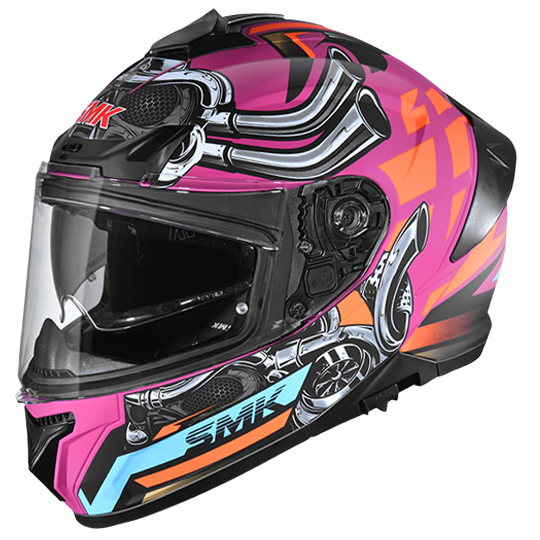 SMK Typhoon Motorhead Pink Orange Gloss (GL976) Helmet