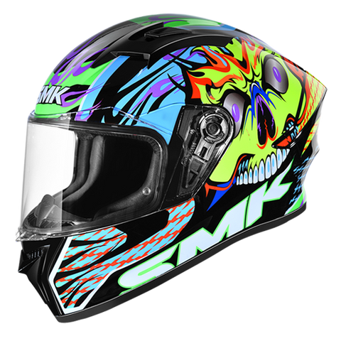 SMK Stellar Skull Black Grey Blue Gloss (GL245) Helmet