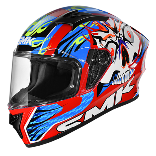 SMK Stellar Skull Red White Blue Gloss (GL315) Helmet