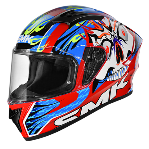 SMK Stellar Skull Red White Blue Gloss (GL315) Helmet