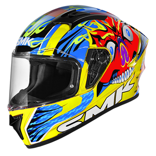 SMK Stellar Skull Yellow Red Blue Matt (MA435) Helmet