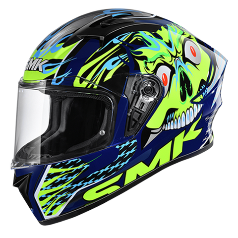 SMK Stellar Skull Blue Yellow Black Gloss (GL542) Helmet