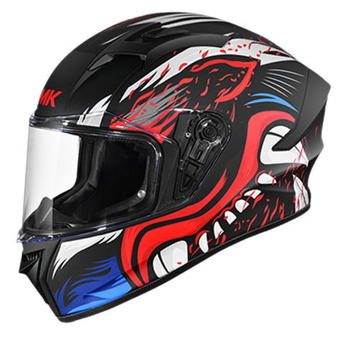 SMK Stellar Animal Black Red White Matt (MA231) Helmet