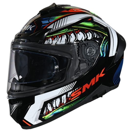 SMK Typhoon Raptor Black White Red Gloss (GL213) Helmet (with Double D rings)