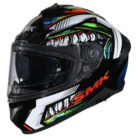 SMK Typhoon Raptor Black White Red Gloss (GL213) Helmet (with Double D rings)