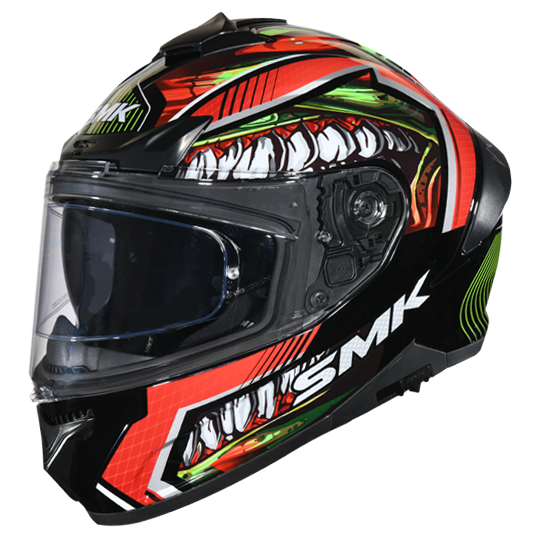 SMK Typhoon Raptor Black Red Gloss (GL233) Helmet (with Double D rings)