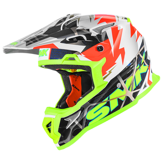 SMK Allterra Fulmine White Orange Yellow Gloss (GL174) Helmet