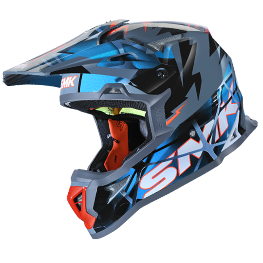 SMK Allterra Fulmine Grey Blue White Matt (MA651) Helmet