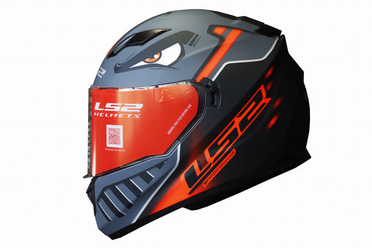 LS2 FF320 BADAS Gloss Black Neon Orange Helmet