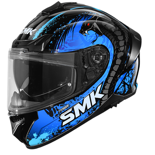 SMK Typhoon Reptile Black Blue Gloss (GL255) Helmet