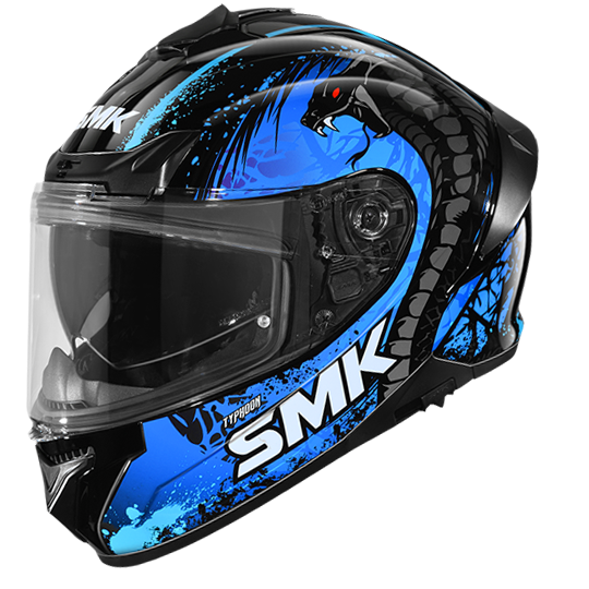 SMK Typhoon Reptile Black Blue Matt (MA255) Helmet