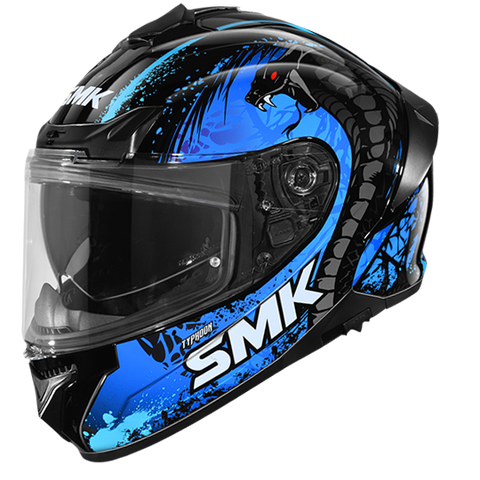 SMK Typhoon Reptile Black Blue Gloss (GL255) Helmet