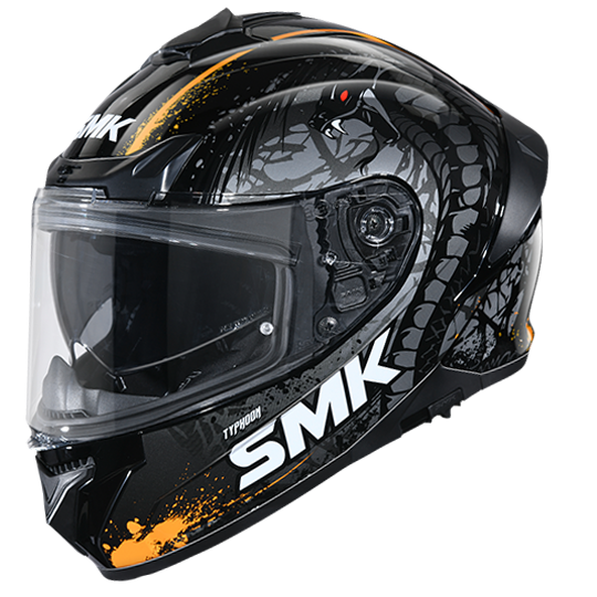 SMK Typhoon Reptile Black Grey Orange Gloss (GL267) Helmet