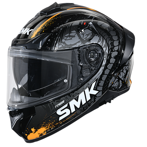 SMK Typhoon Reptile Black Grey Orange Gloss (GL267) Helmet