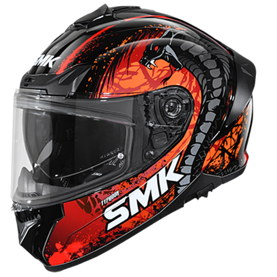 SMK Typhoon Reptile Black Orange Red Matt (MA273) Helmet
