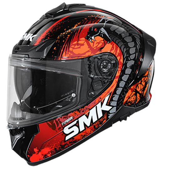 SMK Typhoon Reptile Black Orange Red Gloss (GL273) Helmet