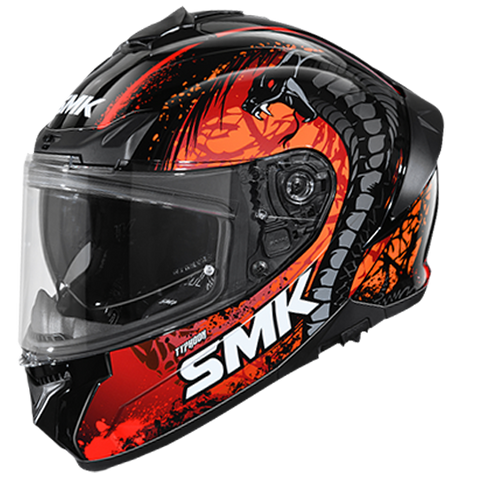 SMK Typhoon Reptile Black Orange Red Gloss (GL273) Helmet