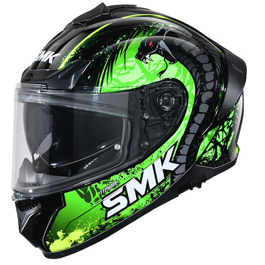 SMK Typhoon Reptile Black Green Yellow Matt (MA284) Helmet