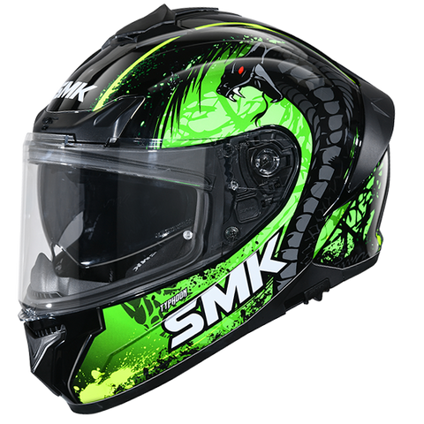 SMK Typhoon Reptile Black Green Yellow Matt (MA284) Helmet