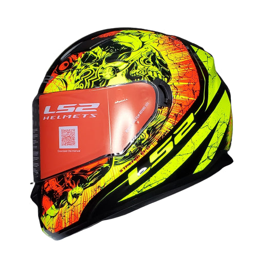 LS2 FF320 THRONE Gloss Black HV Yellow Helmet