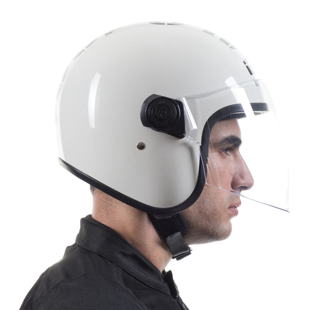 Royal Enfield MLG Copter Face Long Visor Gloss White Helmet Moto Central